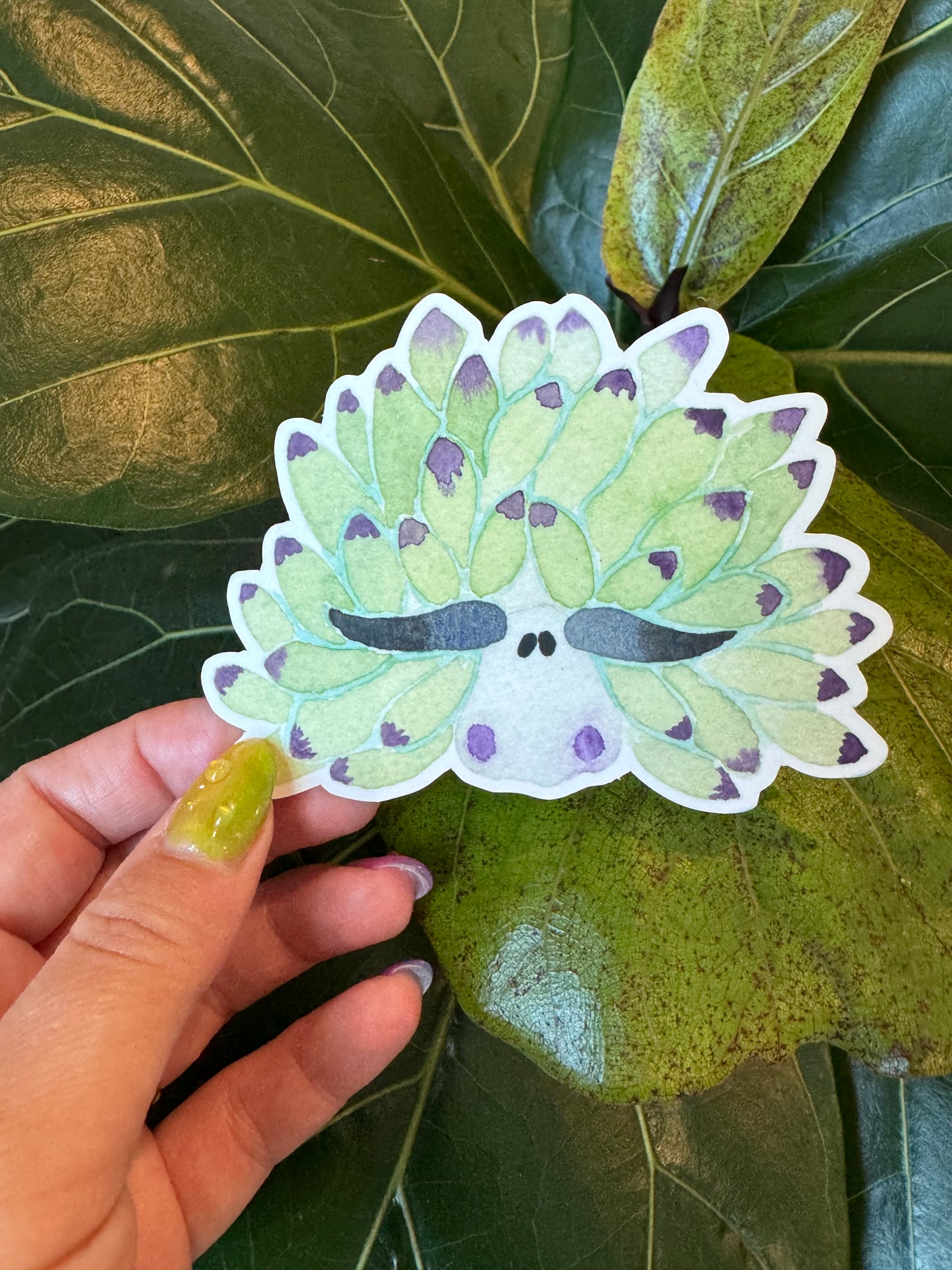 Watercolor Leaf Slug Sticker