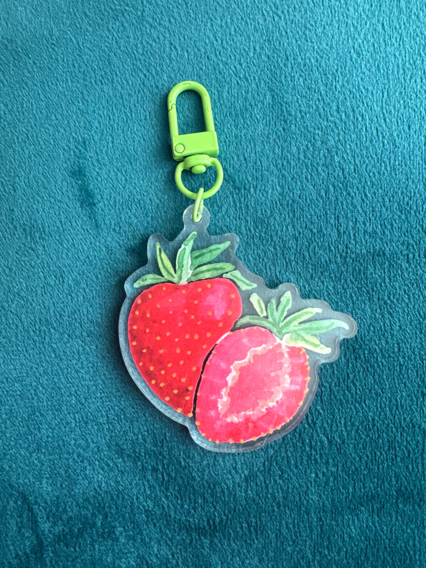 Watercolor Strawberry Bag Charm