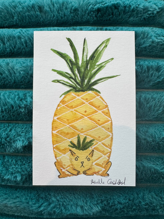 Poky Pineapple Cat Print