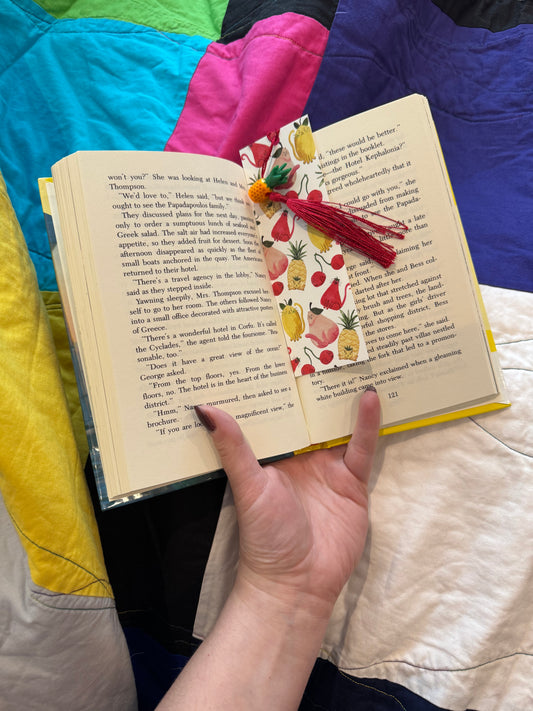 Watercolor Fruit Cats Bookmark