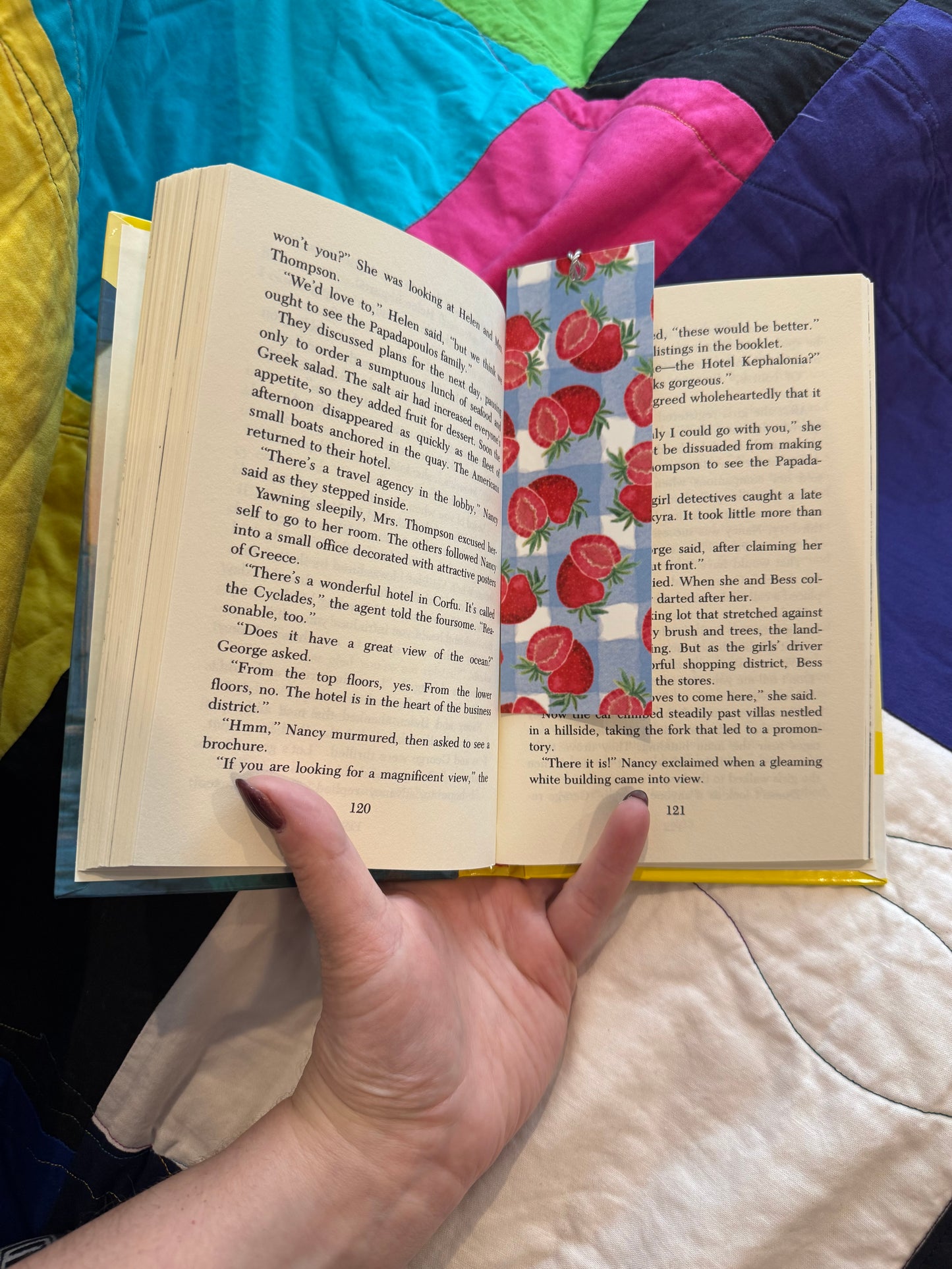 Strawberry Gingham Bookmark
