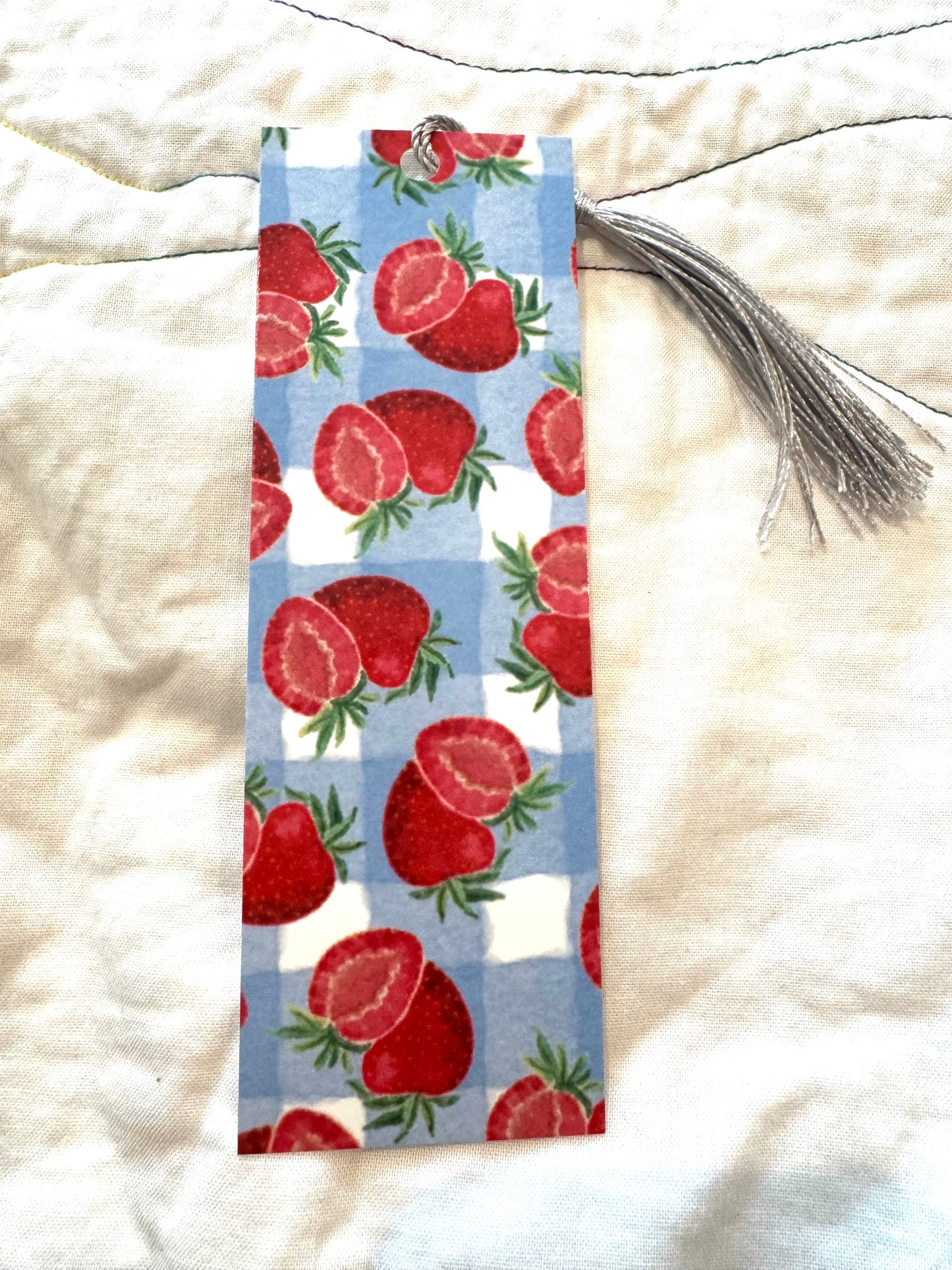 Strawberry Gingham Bookmark