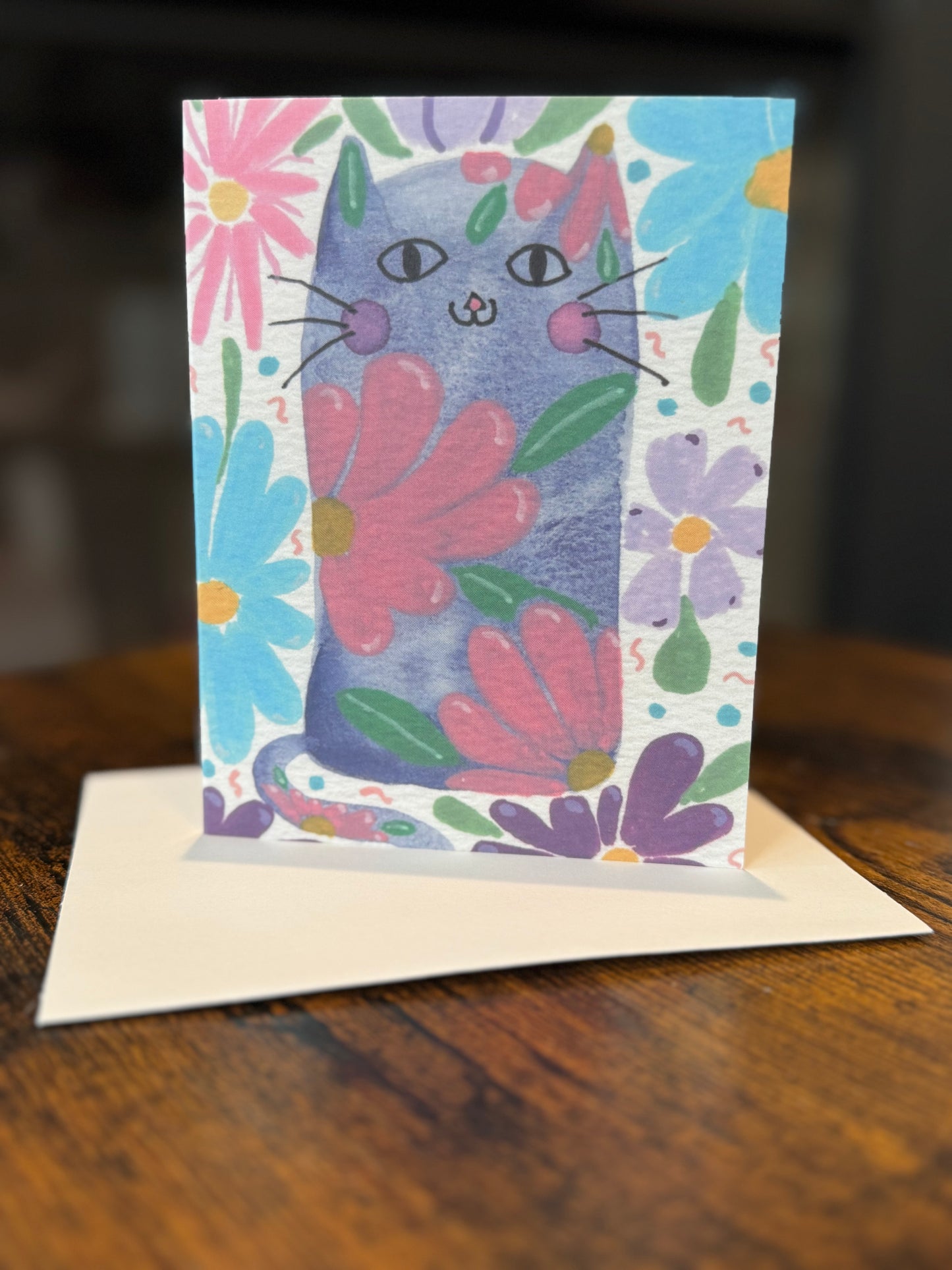 Floral Kitty Greeting Card