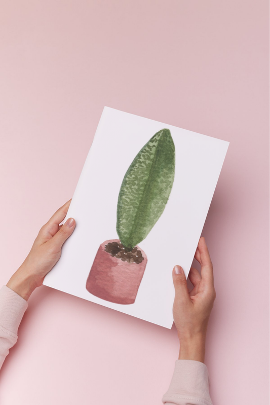Watercolor Whale Fin Plant Print